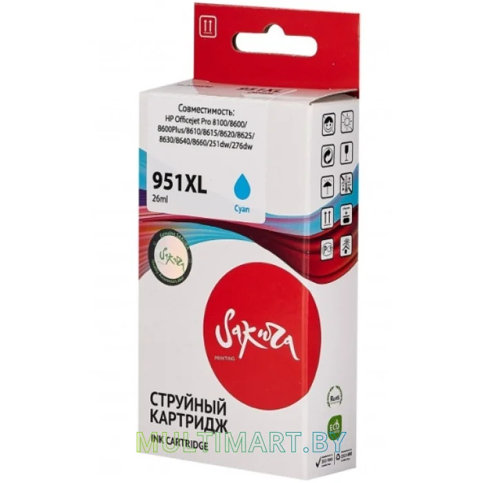 Картридж Sakura Printing SICN046AE (аналог HP 951XL Cyan)